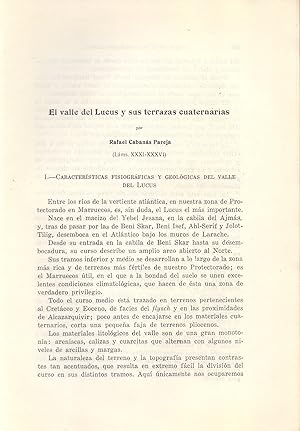 Imagen del vendedor de EL VALLE DEL LUCUS Y SUS TERRAZAS CUATERNARIAS - MARRUECOS - (EXTRAIDO ORIGINAL DEL AO 1949, ESTUDIO COMPLETO TEXTO INTEGRO) a la venta por Libreria 7 Soles