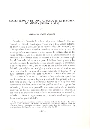 Bild des Verkufers fr COLECTIVISMO Y SISTEMAS AGRARIOS EN LA SERRANIA DE ATIENZA - GUADALAJARA - (EXTRAIDO ORIGINAL DEL AO 1974, ESTUDIO COMPLETO TEXTO INTEGRO) zum Verkauf von Libreria 7 Soles