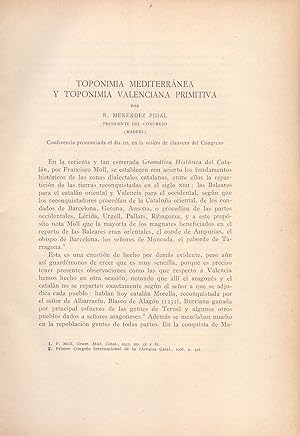 Imagen del vendedor de TOPONIMIA MEDITERRANEA Y TOPONIMIA VALENCIANA PRIMITIVA (EXTRAIDO ORIGINAL DEL AO 1955, ESTUDIO COMPLETO TEXTO INTEGRO, AFRICA) a la venta por Libreria 7 Soles