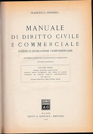 Manuale di Diritto Civile e Commerciale (Codici e legislazioni complementare) vol. III°, art. 139...