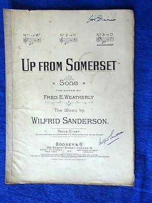 Bild des Verkufers fr Up from Somerset, Song. Sheet Music. zum Verkauf von Tony Hutchinson