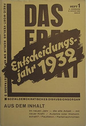 Bild des Verkufers fr Sozialdemokratisches Diskussionsorgan. 4. Jahrgang 1932. Nr. 1 - 22, 28, 33 - 35, 42, 46, 48 - 52. zum Verkauf von Rotes Antiquariat