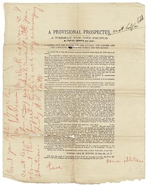 A provisional prospectus. A weekly for the people at fifty cents per year. A journal for the work...