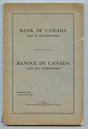 Bank of Canada List of Shareholders October 22, 1934