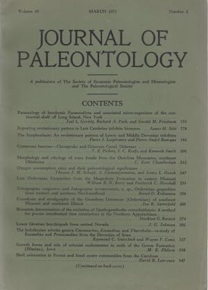 Journal of Paleontology. Volume 45, Number 2 March 1971.
