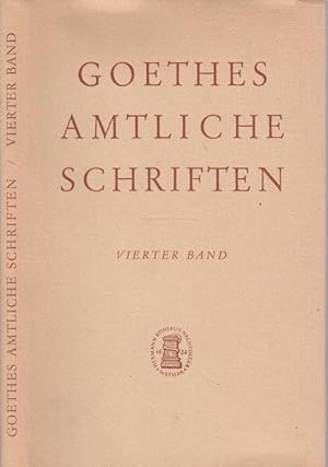 Bild des Verkufers fr Goethes amtliche Schriften, vierter Band - Register. Verffentlichung des Staatsarchivs Weimar. zum Verkauf von Antiquariat Carl Wegner