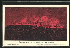 Carte postale Carcasonne, Embrasement de la Cité