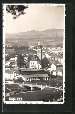 Ansichtskarte Kaplitz, Teilansicht mit Kirche