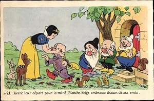 Bild des Verkufers fr Knstler Ansichtskarte / Postkarte Walt Disney, Schneewittchen, Blanche Neige, Zwerge zum Verkauf von akpool GmbH