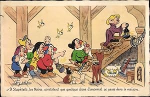 Image du vendeur pour Knstler Ansichtskarte / Postkarte Schneewittchen und die sieben Zwerge, Blanche Neige et les Sept Nains, Walt Disney mis en vente par akpool GmbH