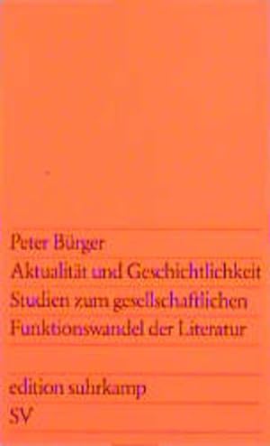 Seller image for Aktualitt und Geschichtlichkeit for sale by Versandantiquariat Felix Mcke