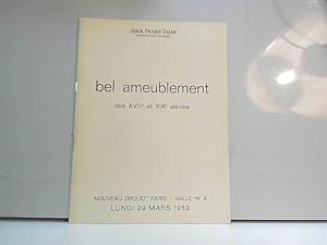 Bild des Verkufers fr Drouot : Catalogue de Bel Ameublement des XVIII et XIX sicle zum Verkauf von JLG_livres anciens et modernes