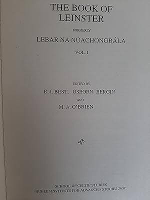 The Book of Leinster formerly Lebar Na Nuachongbala [Vol. I only] [Irish Language]