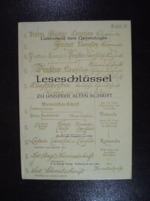 Bild des Verkufers fr Leseschlssel zu unserer alten Schrift zum Verkauf von Buchfink Das fahrende Antiquariat