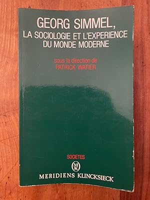 Bild des Verkufers fr Georg Simmel, la sociologie et l'exprience du monde moderne zum Verkauf von Librairie des Possibles