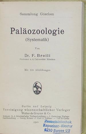 Bild des Verkufers fr Palozoologie (Systematik). zum Verkauf von Antiquariat Bookfarm