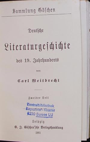 Bild des Verkufers fr Deutsche Literaturgeschichte des 19. Jahrhunderts. zum Verkauf von Antiquariat Bookfarm