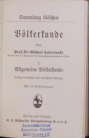 Bild des Verkufers fr Vlkerkunde I. zum Verkauf von Antiquariat Bookfarm