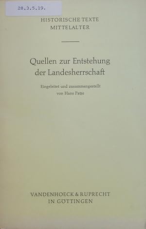 Imagen del vendedor de Quellen zur Entstehung der Landesherrschaft. a la venta por Antiquariat Bookfarm