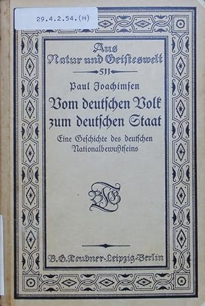 Seller image for Vom deutschen Volk zum deutschen Staat. Aus Natur und Geisteswelt, 511. for sale by Antiquariat Bookfarm