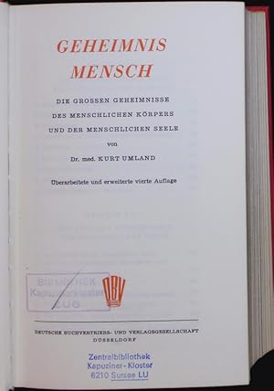 Bild des Verkufers fr Geheimnis Mensch. Die grossen Geheimnisse des menschlichen Krpers und der menschlichen Seele. Ed. 4. zum Verkauf von Antiquariat Bookfarm