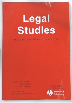 Seller image for Legal Studies. The Journal of The Society of Legal Scholars. Volume 26, Number 1. March 2006. for sale by Plurabelle Books Ltd