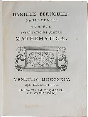 Exercitationes quaedam mathematicae. Venice: Domenico Louvisa, 1724. [Bound with:] SUZZI, Giusepp...