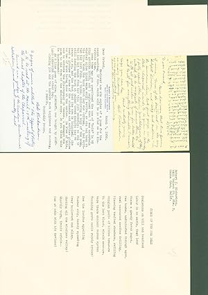 typed letter signed (1); autograph postcards signed (2); typed poem with autograph note (1); type...