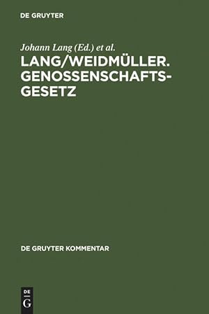 Seller image for Lang/Weidmller. Genossenschaftsgesetz for sale by moluna