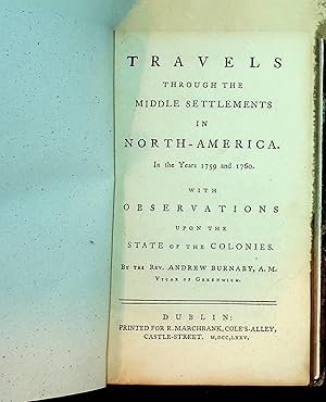 Imagen del vendedor de Travels Through the Middle Settlements in North-America in the Years 1759 and 1760 a la venta por Stanley Louis Remarkable Books