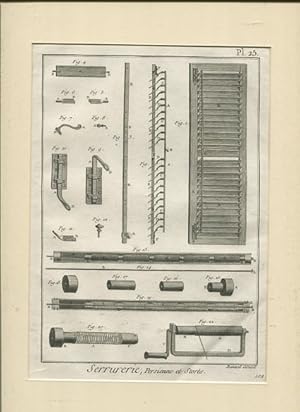 Imagen del vendedor de Schlosserarbeiten Pl 25 - Kupferstich. Serrurerie - Prsienne et Storts a la venta por Antiquariat Buchseite