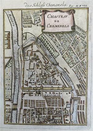 Moscow Detailed City Plan Kremlin Castle Peter the Great's 1719 Mallet map