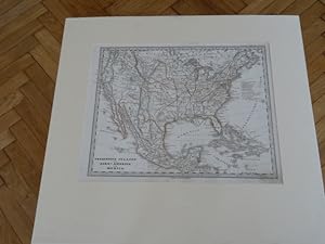 Vereinigte Staaten von Nord - America und Mexiko. Grenz-kolorierter Kupferstich um 1860 Stieler s...