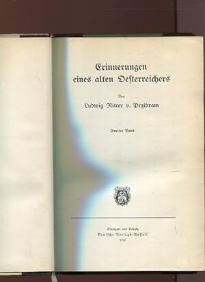 Seller image for Erinnerungen eines alten Oesterreichers, zweiter Band. for sale by Antiquariat Buchseite