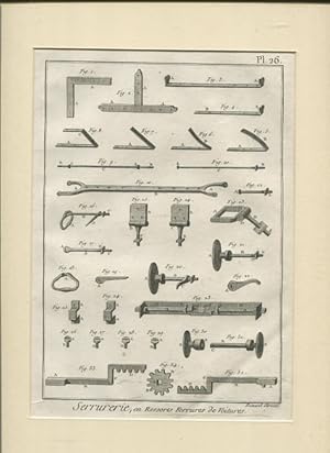 Imagen del vendedor de Schlosserarbeiten Pl 26 - Kupferstich. Serrurerie - En Ressorts Ferrures de Voitures a la venta por Antiquariat Buchseite