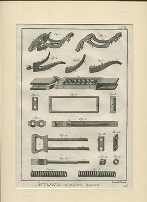 Imagen del vendedor de Schlosserarbeiten Pl 31 - Kupferstich. Serrurerie - en Ressorts Ressorts a la venta por Antiquariat Buchseite