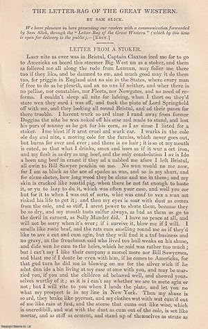 Seller image for Letter from a Stoker. The Letter-Bag of the Great Western, by Sam Slick. An original essay from Bentley's Miscellany, 1840. for sale by Cosmo Books