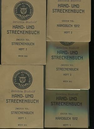 Hand - und Streckenbuch, 5 Bücher, im original Leinenschuber. K, K, Österreichischer Automobil Club.