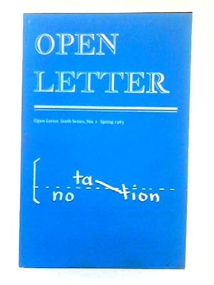 Imagen del vendedor de Open Letter; Sixth Series, No. 1, Spring 1985 a la venta por World of Rare Books