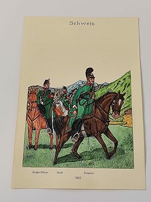 Uniformenkunde - Schweiz : Guiden-Offizier, Guide, Dragoner. Jahr 1862
