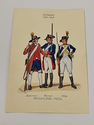 Uniformenkunde - Schweiz : Helvetische Miliz. Jahr 1798 - 1803 : Luzerner, Berner und Elite