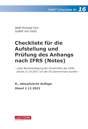 Seller image for Checkliste fr die Aufstellung und Prfung des Anhands nach IFRS (Notes) - FARR for sale by primatexxt Buchversand