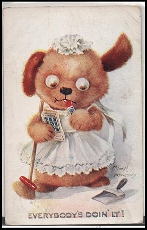 Seller image for puppy housewife postcard: Everybody's Doin' It for sale by Mobyville