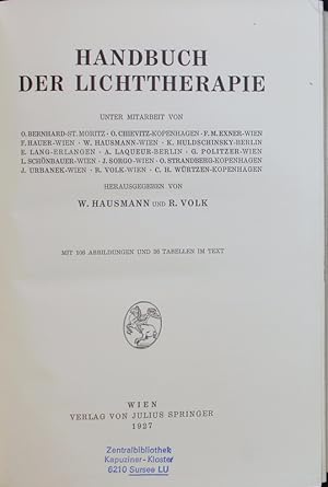 Bild des Verkufers fr Handbuch der Lichttherapie. zum Verkauf von Antiquariat Bookfarm