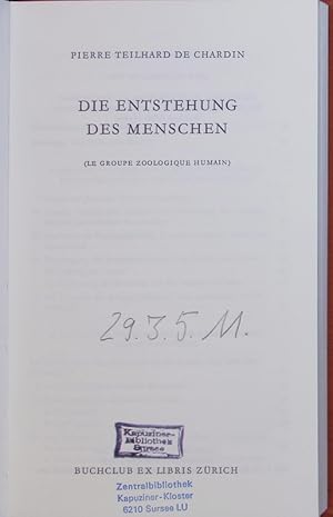 Seller image for Die Entstehung des Menschen. for sale by Antiquariat Bookfarm