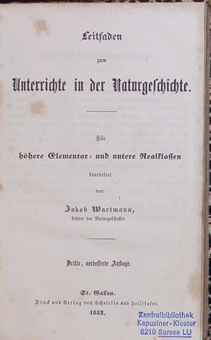 Bild des Verkufers fr Leitfaden zum Unterrichte in der Naturgeschichte. Ed. 3. zum Verkauf von Antiquariat Bookfarm