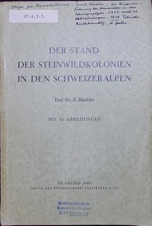 Seller image for Der Stand der Steinwildkolonien in den Schweizeralpen. for sale by Antiquariat Bookfarm