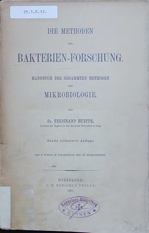 Imagen del vendedor de Die Methoden der Bakterien-Forschung. Handbuch der gesammten Methoden der Mikrobiologie. a la venta por Antiquariat Bookfarm