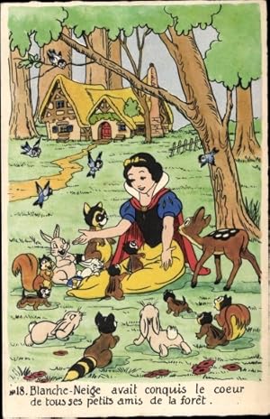 Bild des Verkufers fr Ansichtskarte / Postkarte Walt Disney, Schneewittchen und die sieben Zwerge, Blanche Neige, Waldtiere zum Verkauf von akpool GmbH