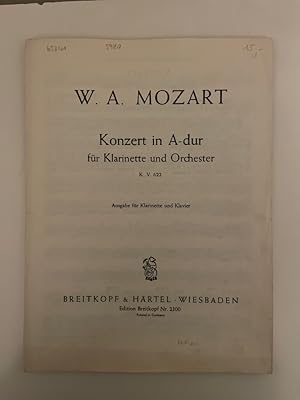 W.A. Mozart Konzert in A-dur für Klarinette und Orchester K.V. 622 Edition Breitkopf Nr. 2300 Aus...